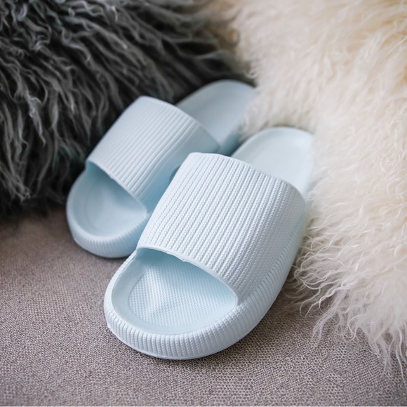 Shoes - Light blue pillow slides LAST ONE